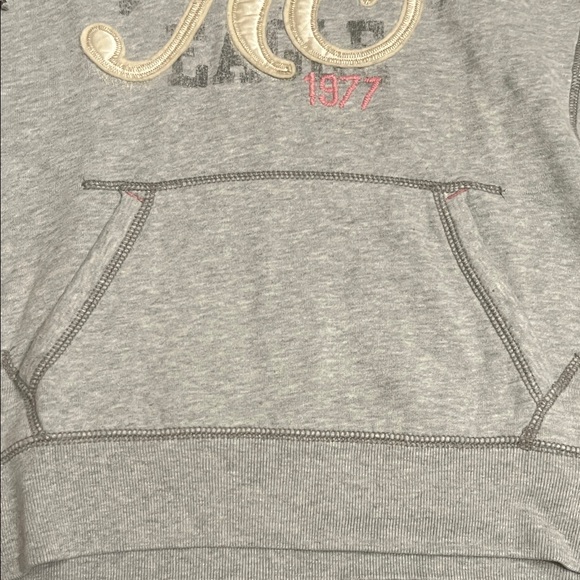 American Eagle Outfitters Light Gray Fleece Hoodie with Beige and Pink Graphics - Picture 7 of 7